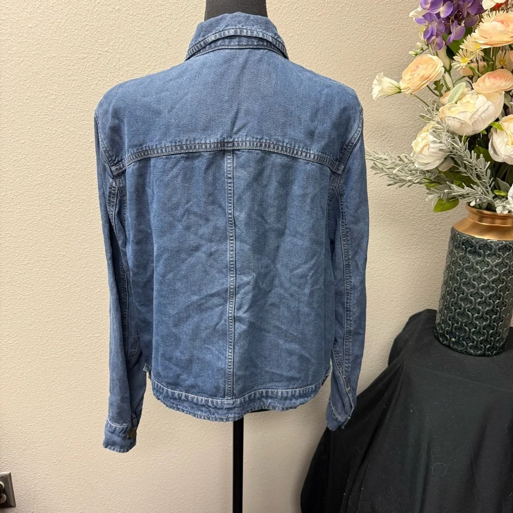 Jones New York Sport Denim Utility Jacket Large Blue Button Front Vintage 90s - Picture 7 of 12